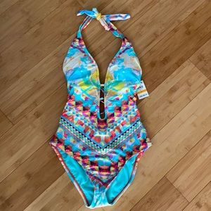 NWT - BarIII one piece halter neck swimsuit small